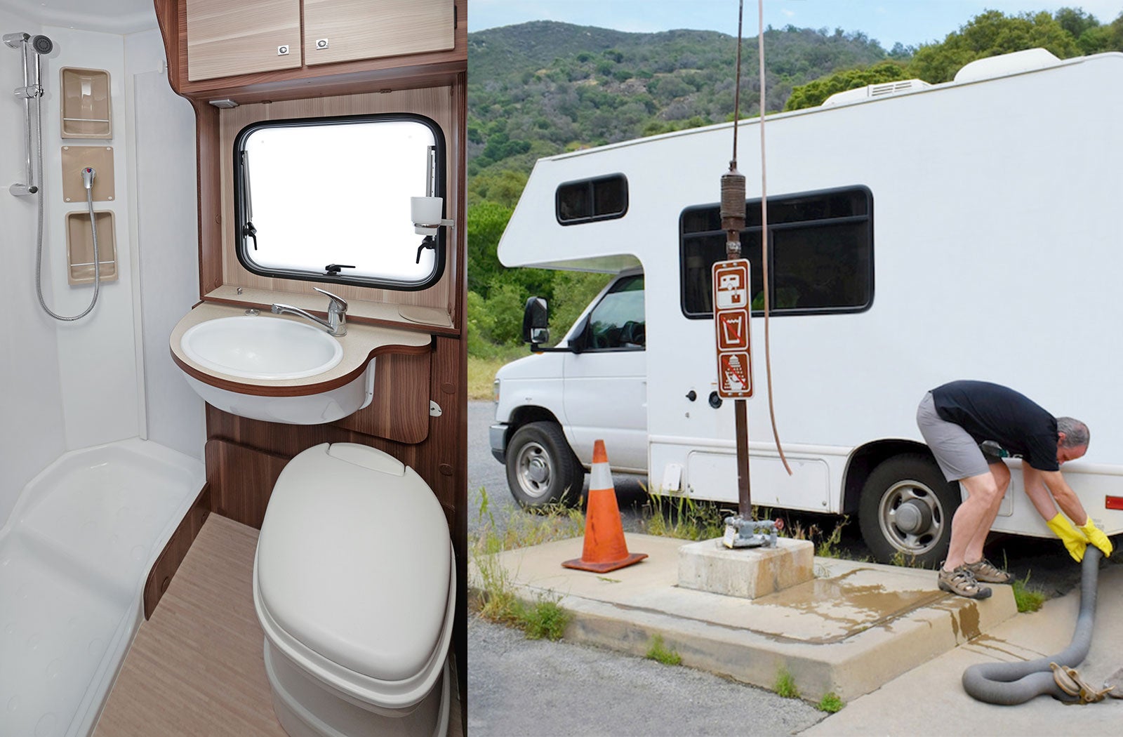 Portable RV/camper toilet and holding tank setup in Gary, Indiana